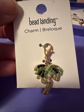 Bead Landing Green Palm Tree Charm Bracelet Accent